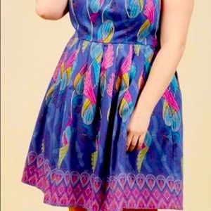ModCloth peacock fit and flare dress-size 2x